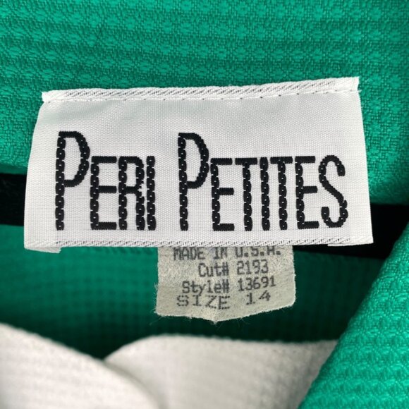 Vintage Peri Petites 80s Dress Kelly Green 14 Button Front Belted Pockets USA - Picture 8 of 12
